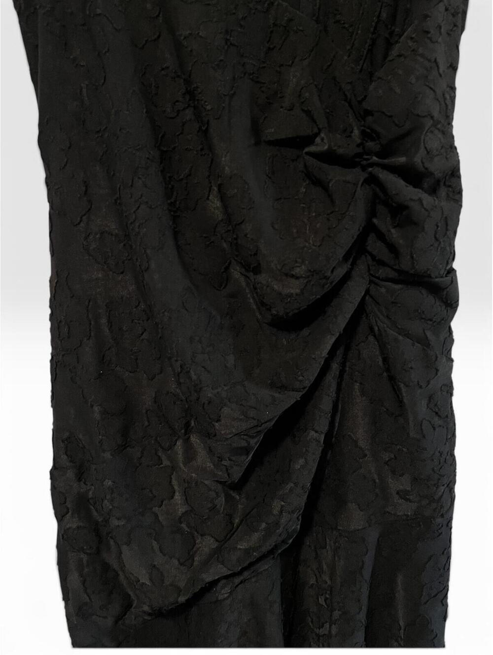Black Textured Sleeveless Asymmetric Maxi Dress - Picture 5 of 6